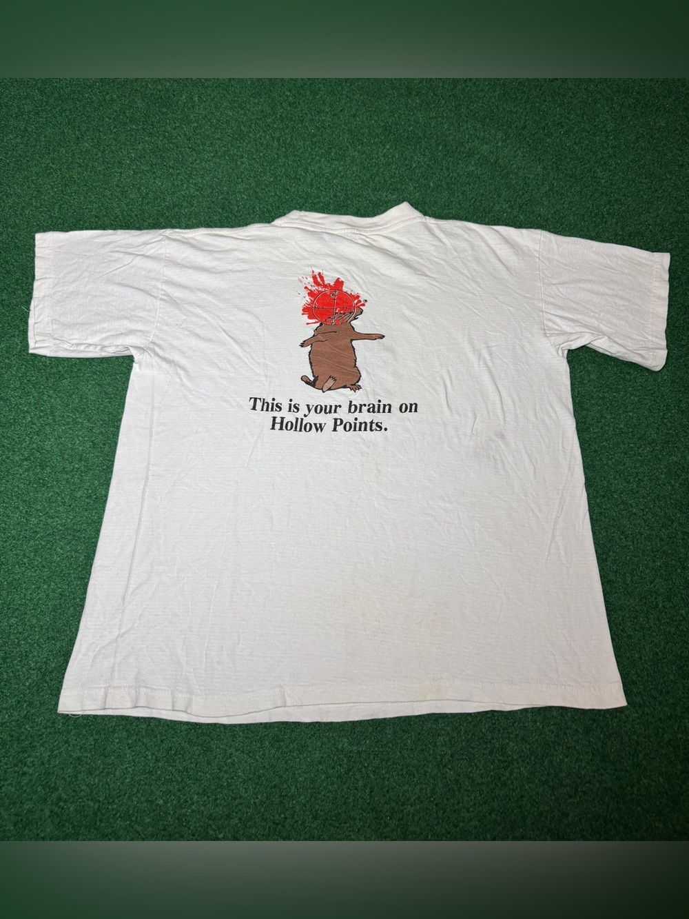 Brain On Hollow Points Vintage T Shirt Bullet Hunting Headshot L/XL 23x27